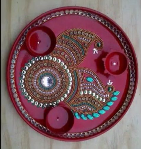 Designer Pooja Plate with mango design